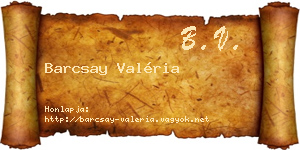 Barcsay Valéria névjegykártya